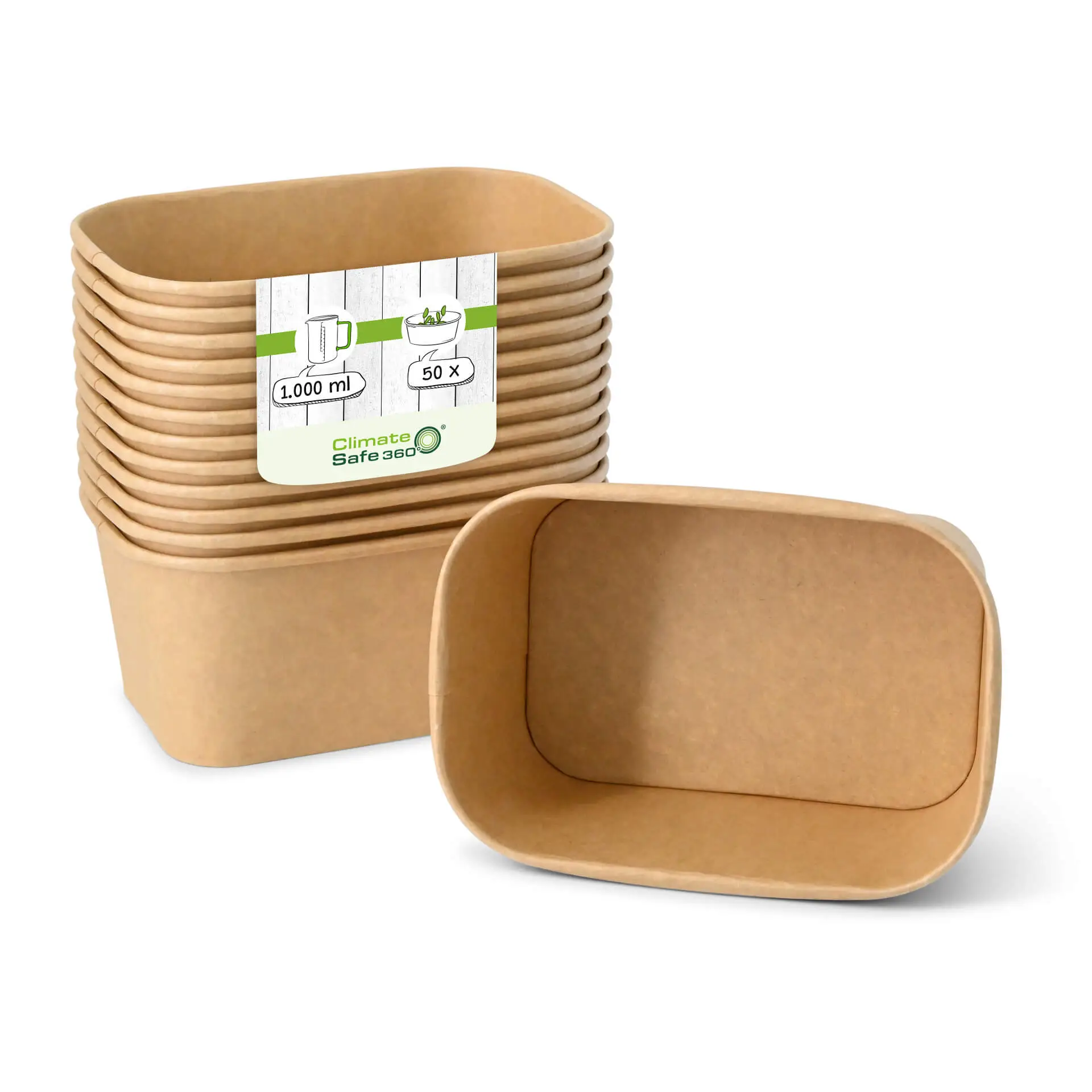 Barquettes en carton 1000 ml, 17,5 x 12,5 x 7,5 cm, marron, rectangulaires