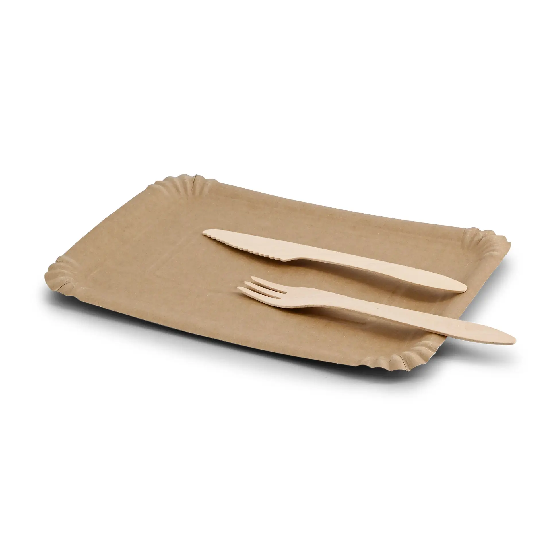 Assiettes en carton 18,5 x 27 cm, marron, rectangulaires