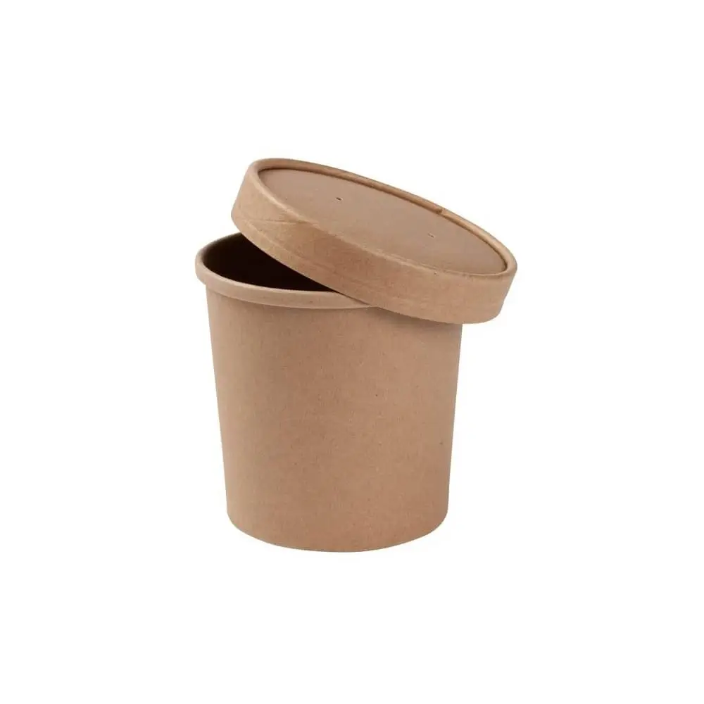 Pot premium en carton kraft brun, 300 ml / 12 oz, Ø 90 mm