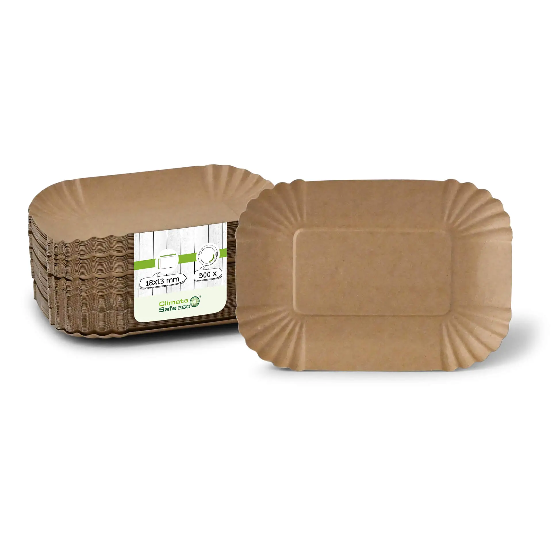 Barquettes en carton 18 x 13 x 3 cm, brun, rectangulaires