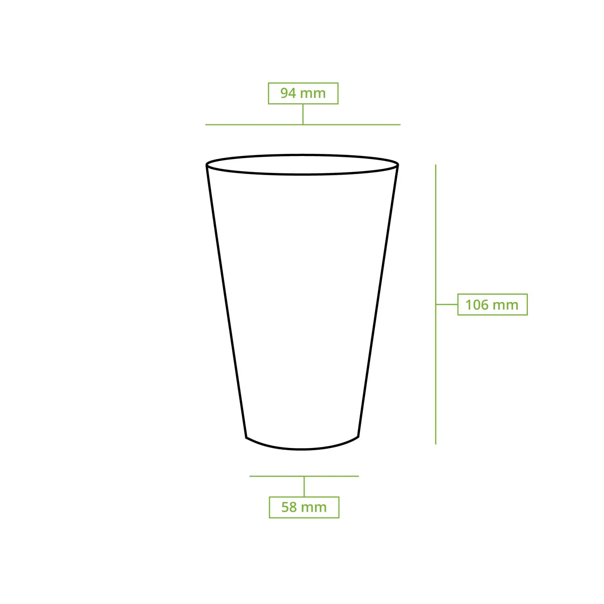 Gobelet plastique, transparent en PLA 30 cl / 12 oz, Ø 95 mm