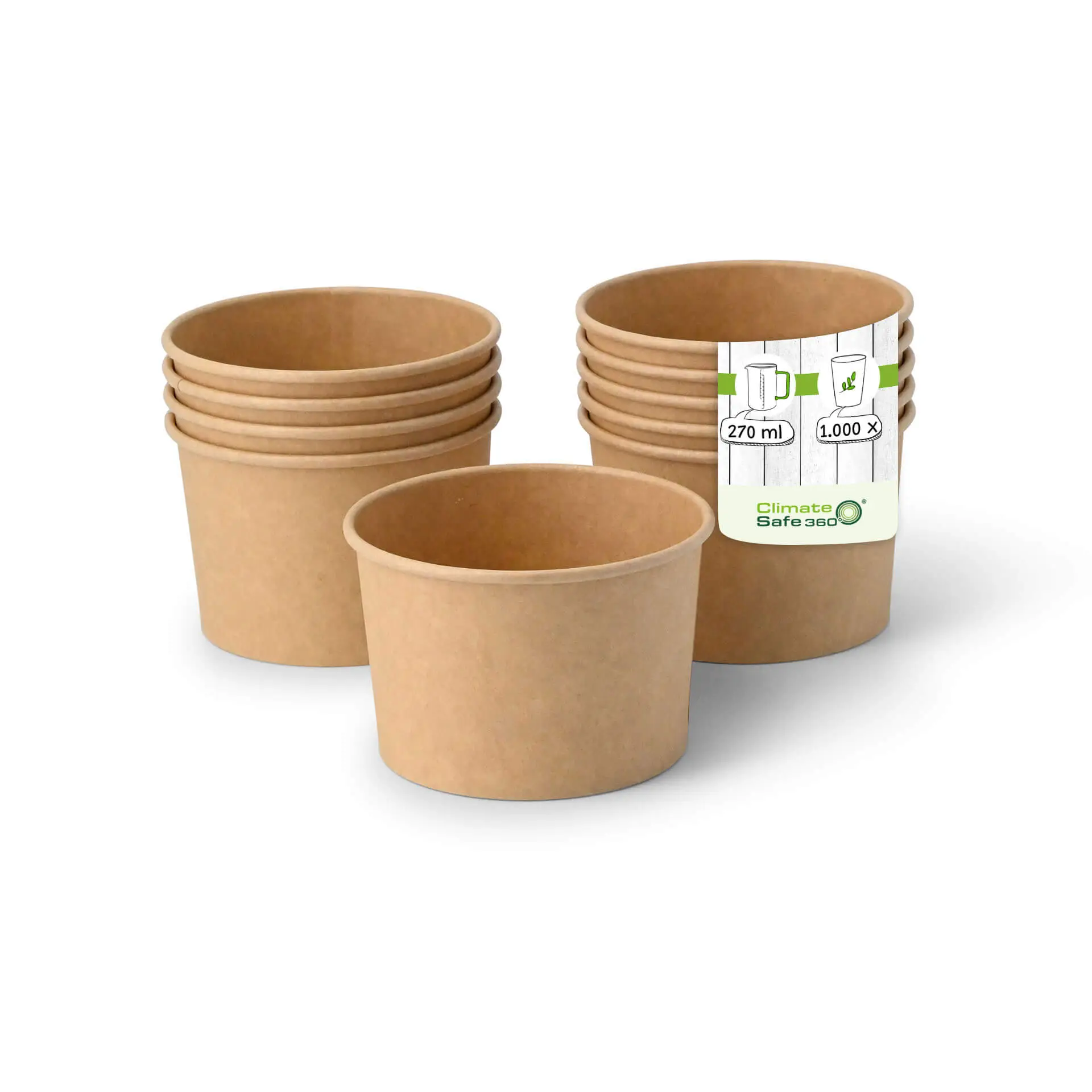 Pot à glace en carton M, 8 oz, max. 9,5 oz, Ø 92 mm, brun