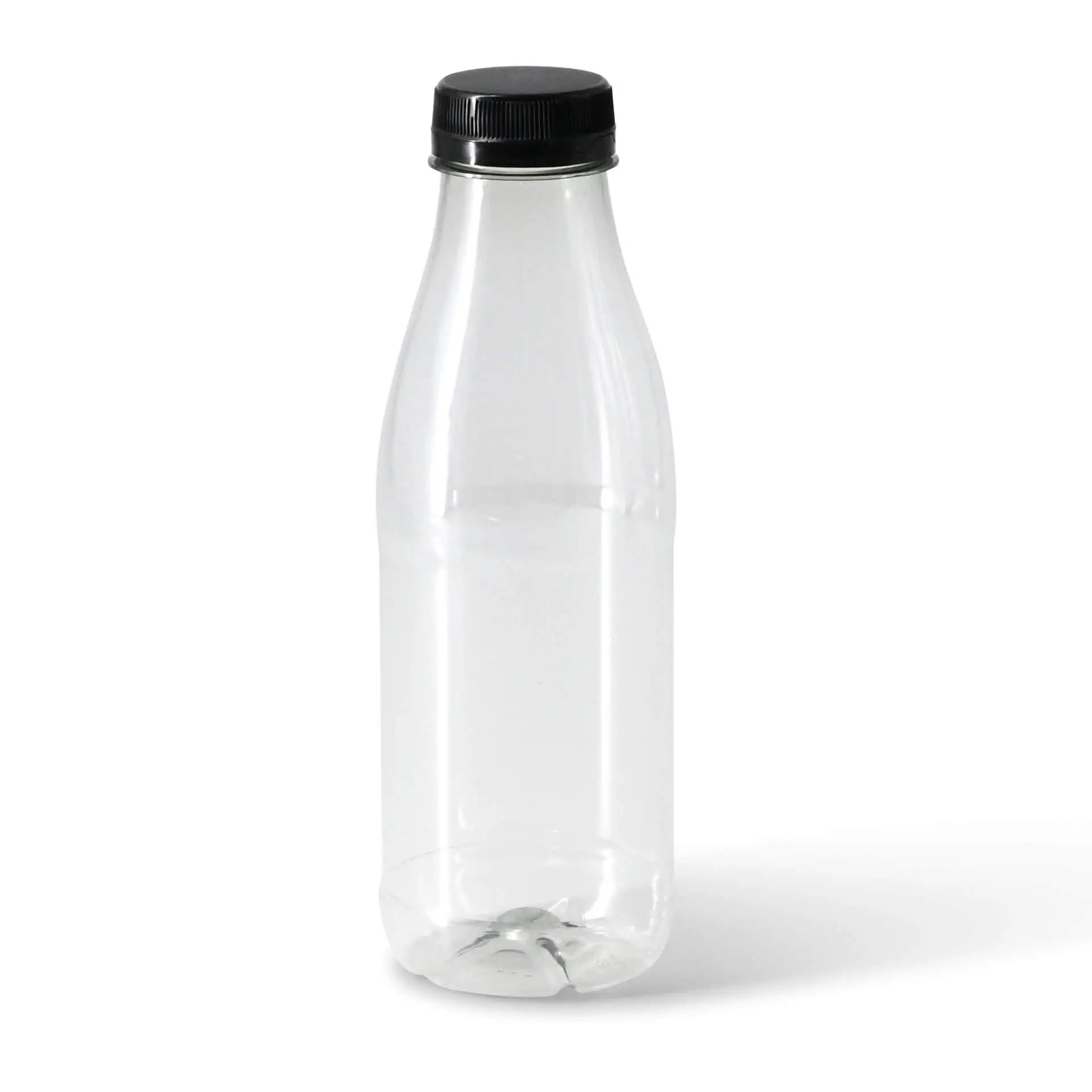 Bouteille en rPET  500 ml, transparente, bouchon noir