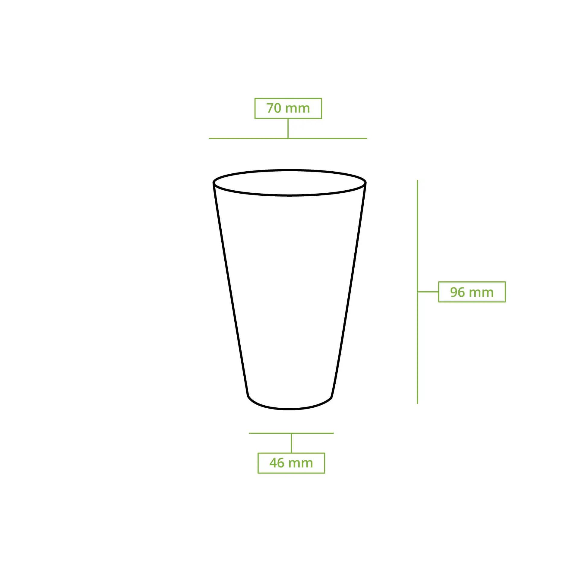 Gobelet plastique, transparent en PLA, 20 cl / 8 oz, Ø 71 mm