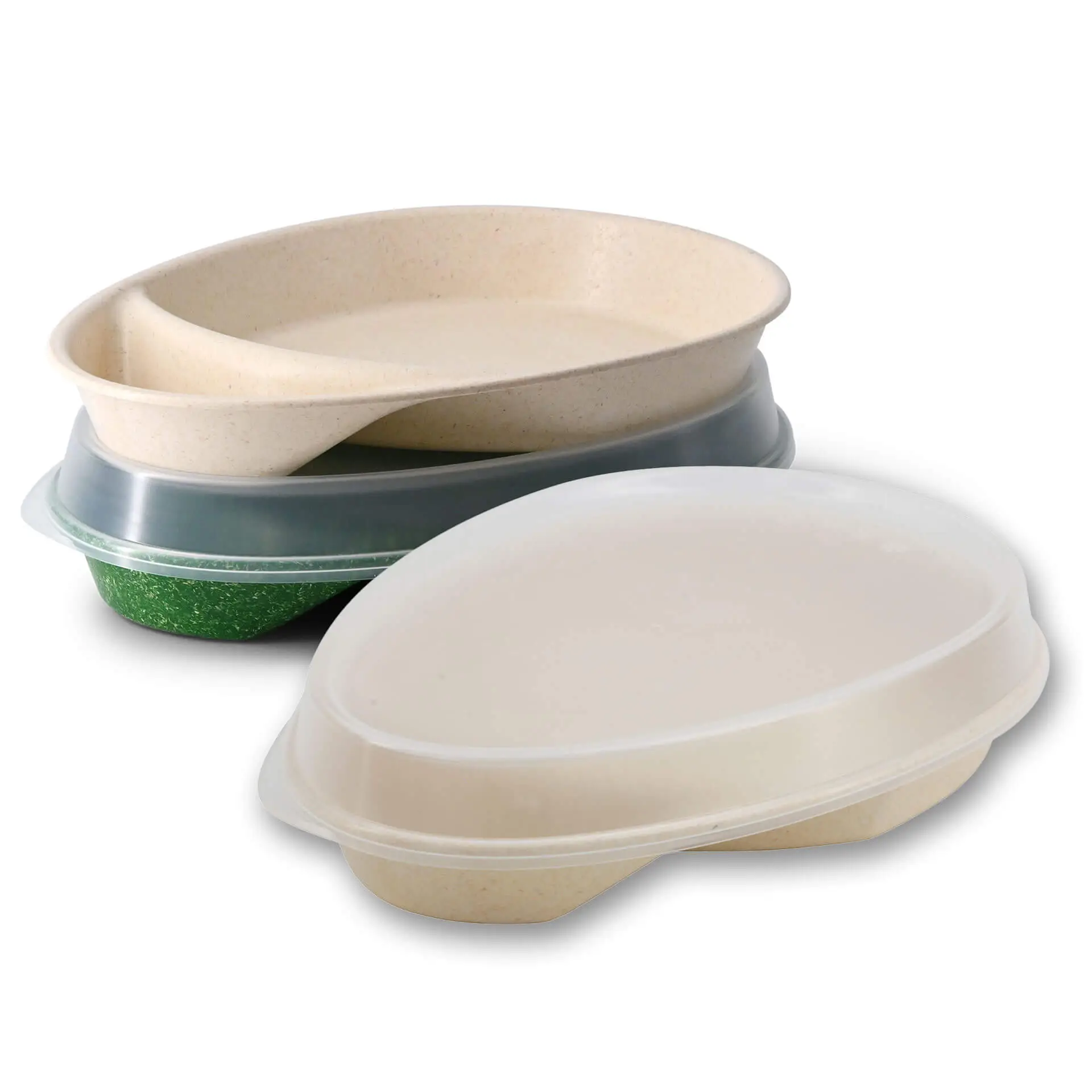 Assiette repas réutilisable "merways Plate" 27,5 x 20 x 3,5 cm, 2 compartiments, ovale, blanc crème