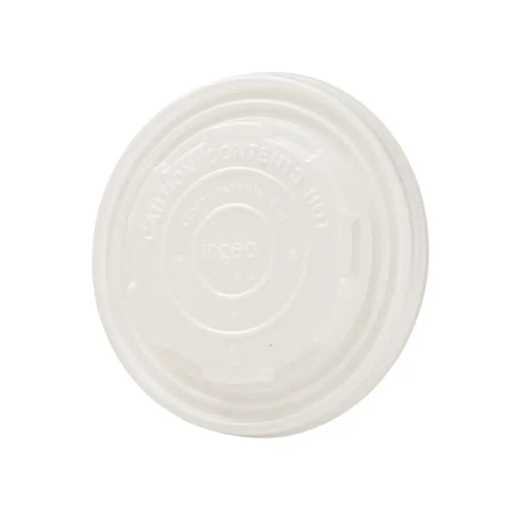 Couvercle plat en CPLA blanc pour pot en carton, Ø 115 mm