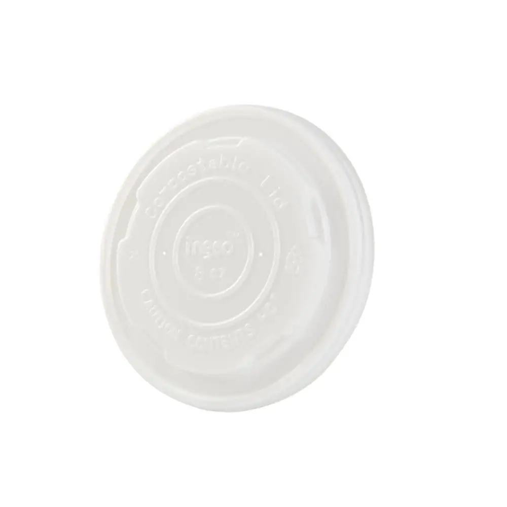 Couvercle plat en CPLA blanc pour pot en carton, Ø 90 mm