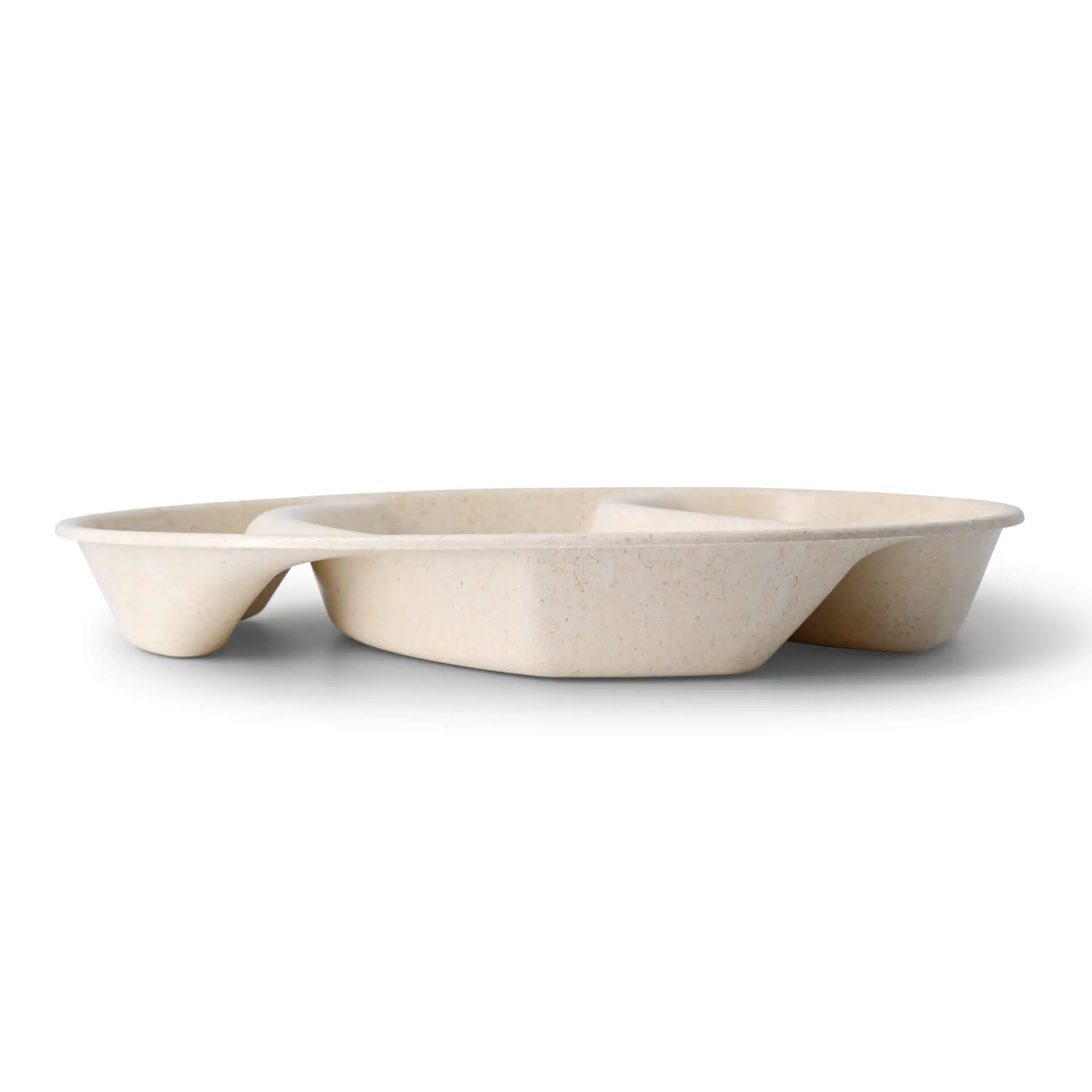 Assiette ovale réutilisable "merways Plate" 27,5 x 20 x 3,5 cm, 3 compartiments, cajou / blanc crème