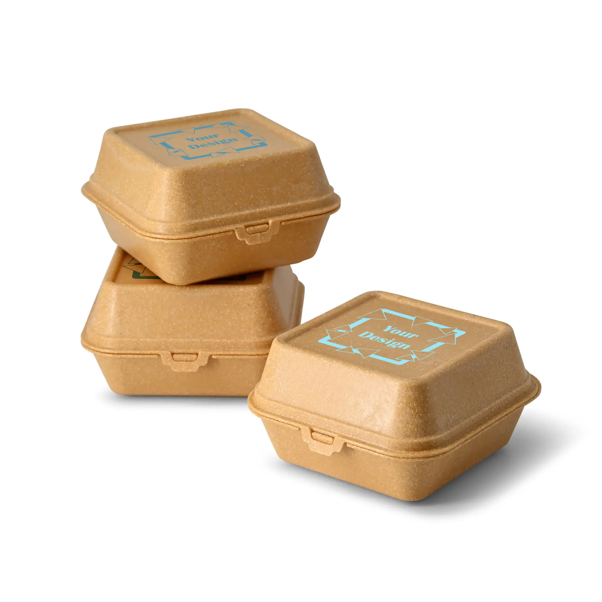 Boîte à burger réutilisable "merways Box", caramel / marron, 16 x 15 x 8,5 cm, personnalisable (1 faces)