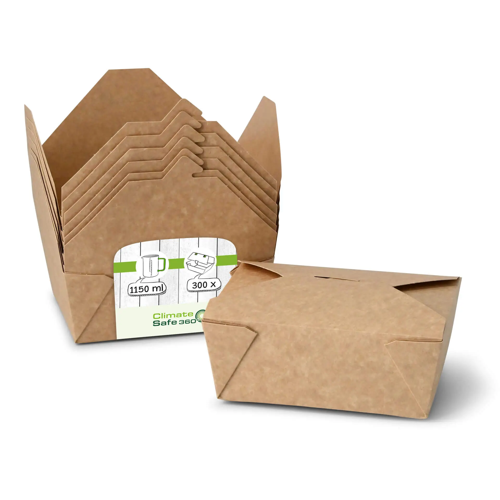 Boite repas à emporter en carton kraft brun, 1150 ml