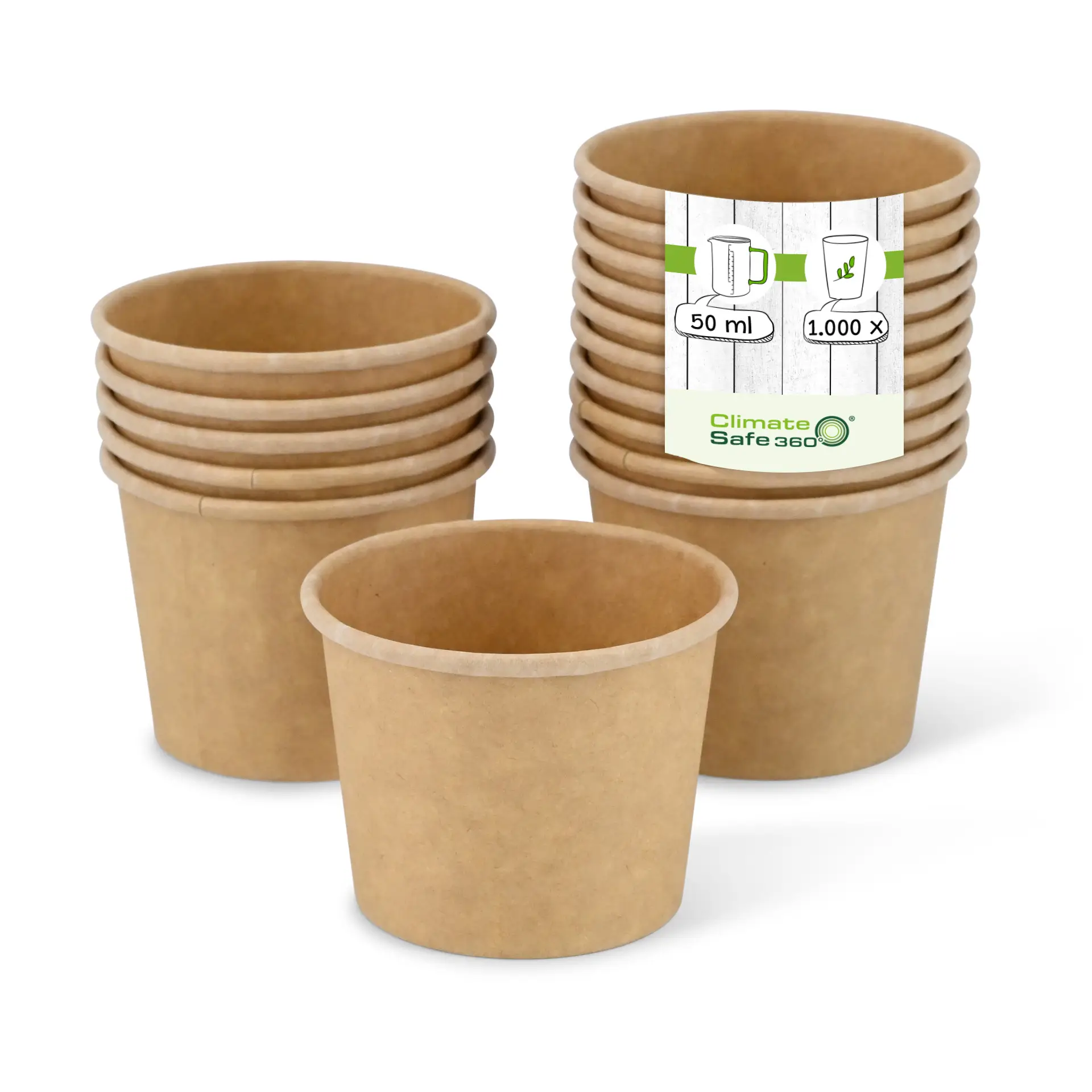 Petit pot en carton (revêtu de PE) 50 ml, Ø 62 mm, marron