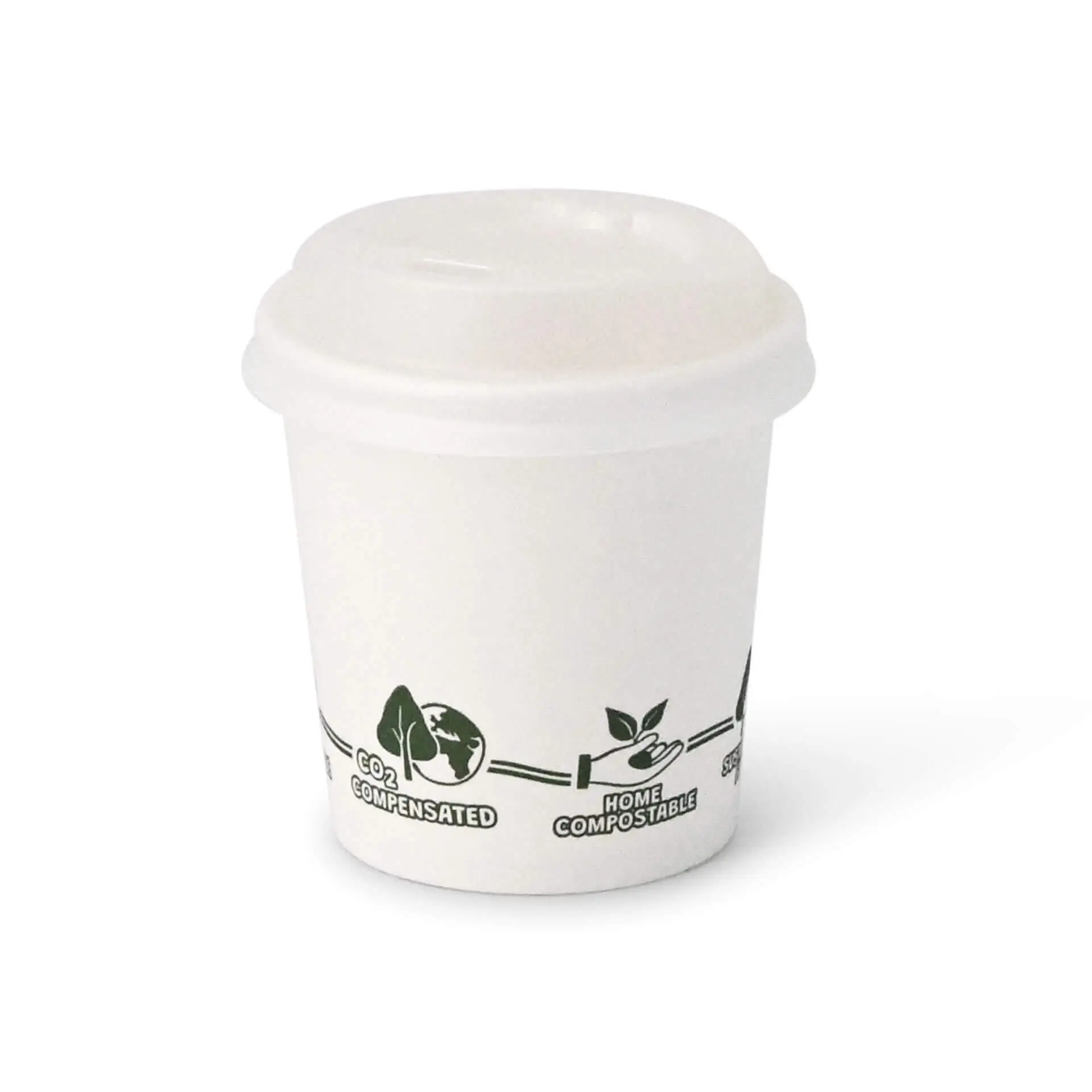 Gobelet en carton blanc, logos EcoUp©, 10 cl / 4 oz, Ø 62 mm