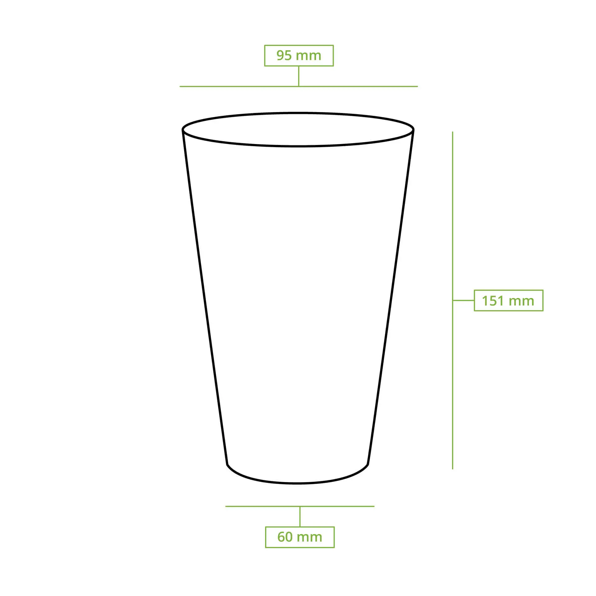 Gobelet plastique, transparent en PLA, 50 cl / 20 oz, Ø 95 mm