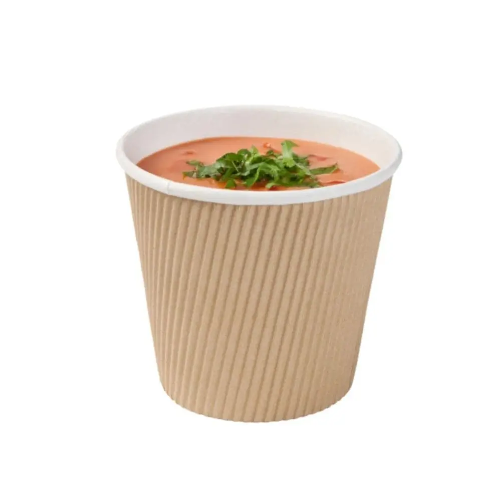 Pot à soupe en carton ondulé brun, 500 ml / 19 oz, Ø 116 mm