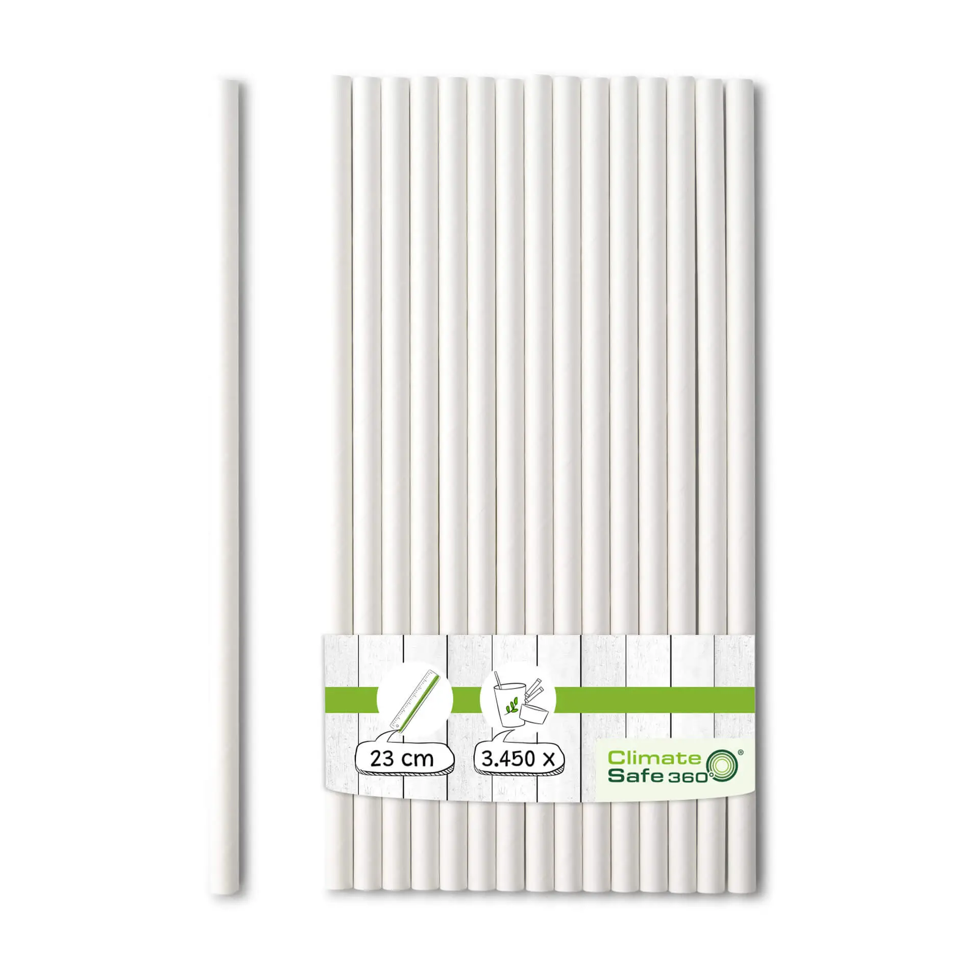 Paille Jumbo en papier 23 cm, Ø 0,8 cm, blanc